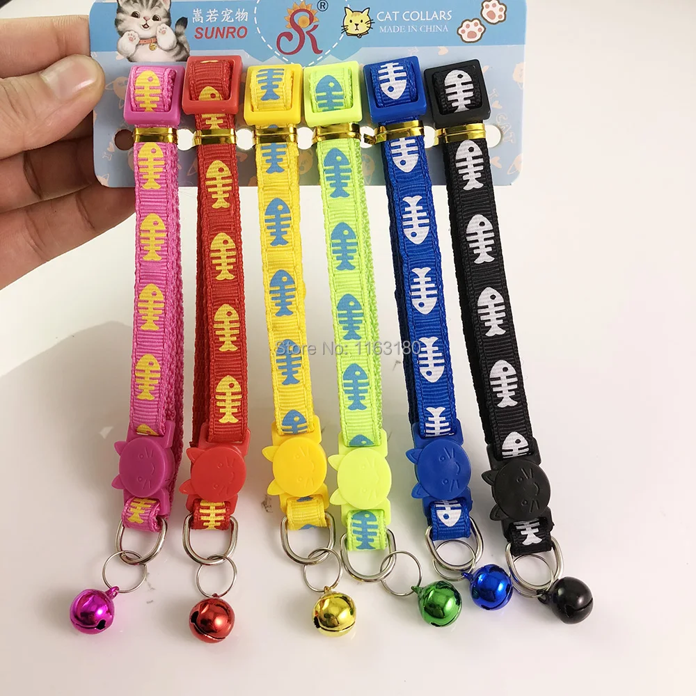 288 шт./лот ошейник для кошек и собак с милым колокольчиком регулируемый из нейлона