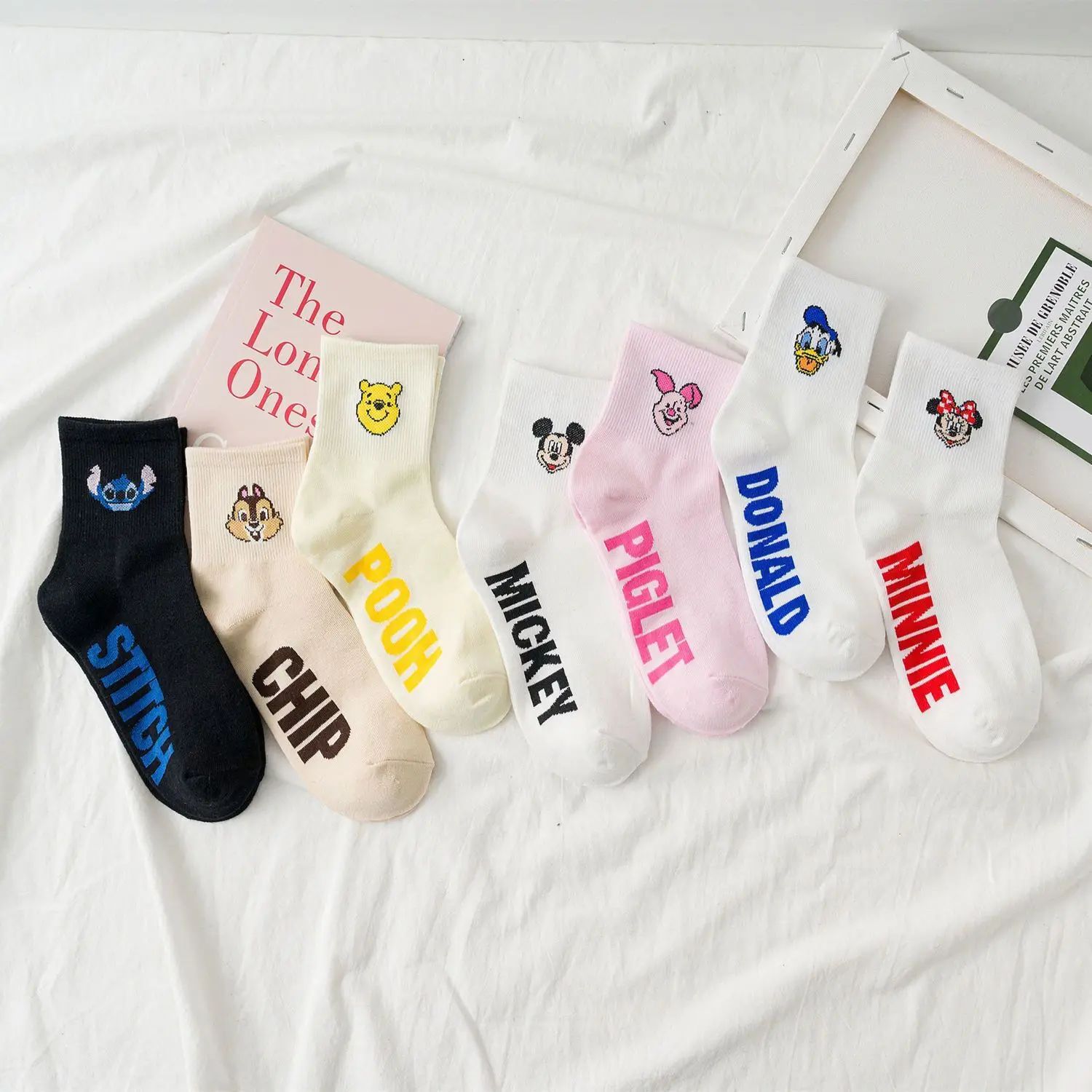 

5/7 Pairs Cartoon Socks Female Mickey Donald Duck Female Socks Student Socks Spring and Autumn Warm Socks