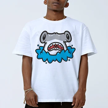 

Casual Shark Print Men T Shirt Novelty Art Print Shark Wave Spoof Print Men Shirt Tops Tee Funny T Shirt O Neck Short Sleeves