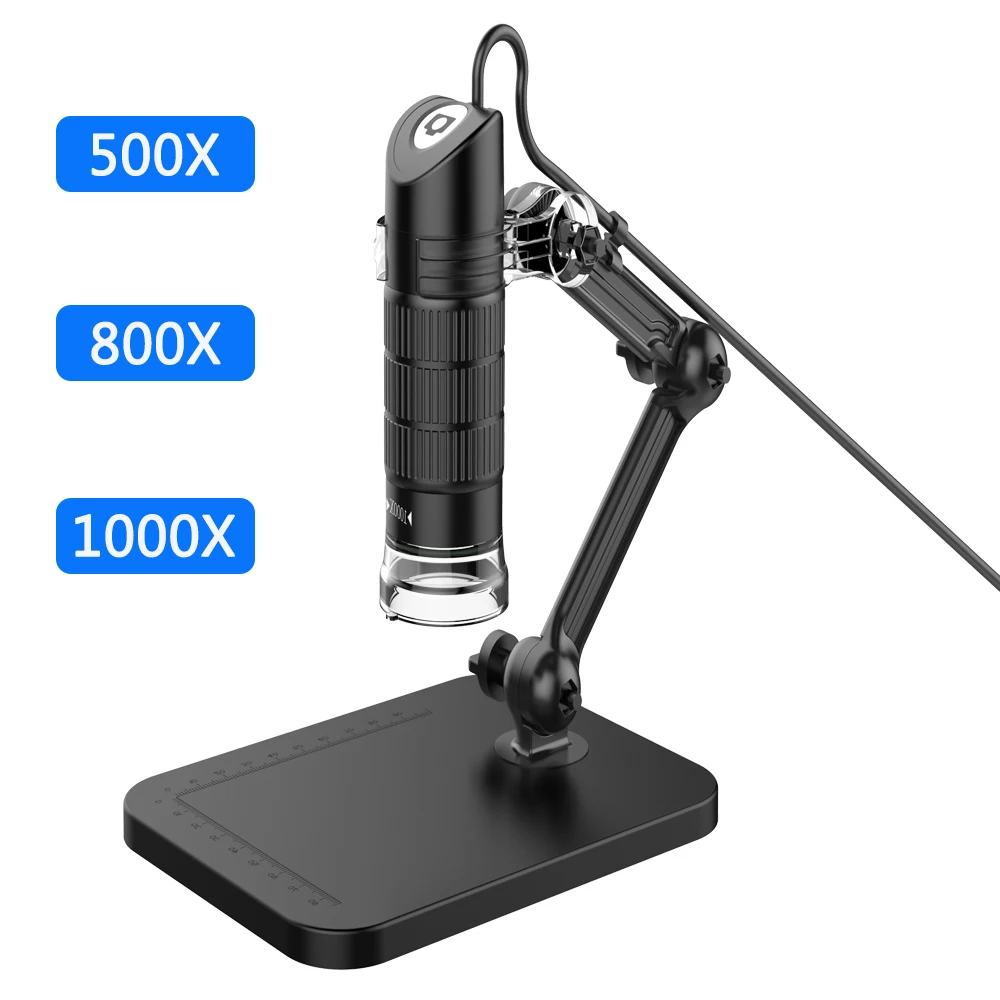  Microscopio Digital USB HD LED microscopio electrónico Zoom endoscopio Cámara lupa + soporte de ele