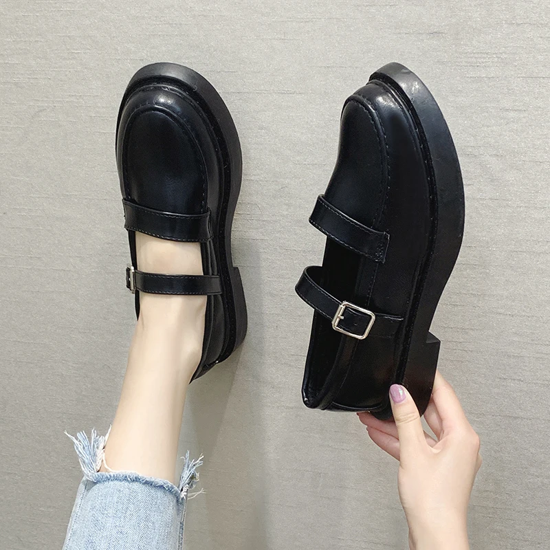 

2020 New Fashion Women's Round Toe Flats Shallow Mouth Mary Jane Women Flats Concise Strap Loli Casual Flat Shoes U19-17