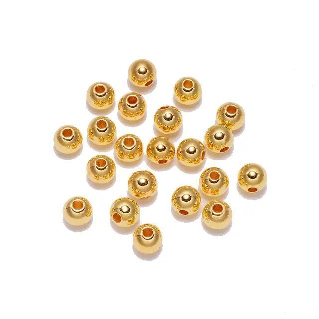 50-400Pcs/bag With Hole ABS Imitation Pearl Bead 4/6/8/10/12MM Round Plastic Acrylic Spacer Bead for DIY Jewelry Making Findings Gold