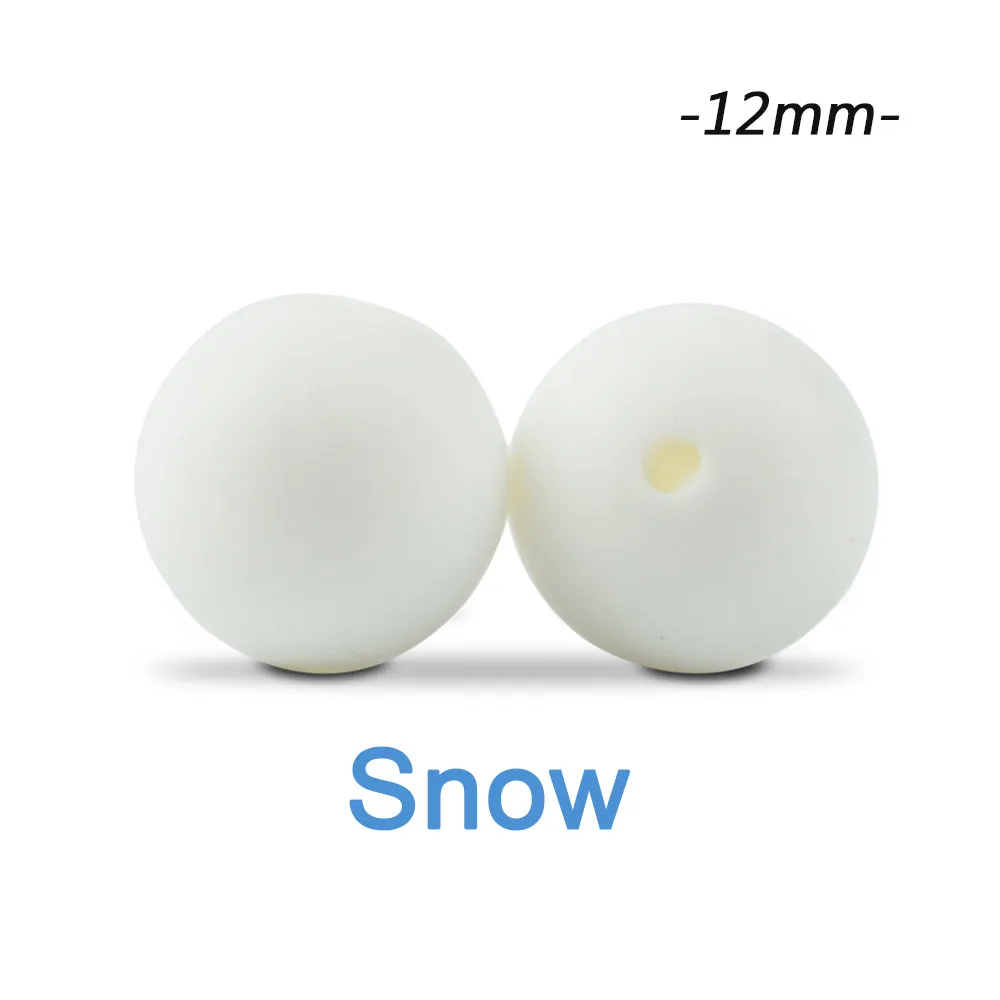 snow LOFCA 50 шт. силиконовые бусины 12 мм бусины из пищевого силикона детские товары для прорезывания зубов жевательные соски зажимы для кормления ожерелье - Цвет: snow