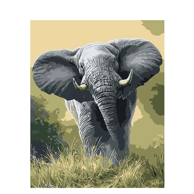 

Acrylic Paint By Numbers Elephant With Framed On Canvas Oil Painting For Adults Drawing Coloring By Numbers Home Decoration Art