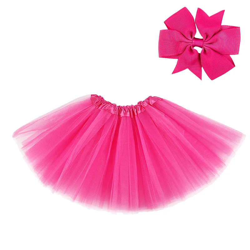 Hot pink От 0 до 8 лет, розовая юбка-пачка с зажимом для детей, юбка-американка принцессы для девочек, праздничная одежда для танцев на день рождения милые юбки - Цвет: Hot pink