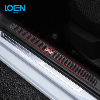

For Golf Carbon Fiber Door Plaque Welcome Pedal Decoration Stickers Strip Decor Covers 2014-2019 Car Accessaries Car Styling