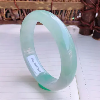 

Natural Burmese Jadeite 54-64mm Ice Blue Bracelet Elegant Princess Jewelry Send Mom to Girlfriend