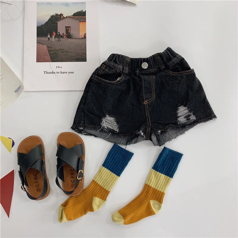 Unibaby2019 летний модный Южная Корея-Стиль у акцент падение нажатием одной кнопки стиральная поношенный Джинсовые шорты