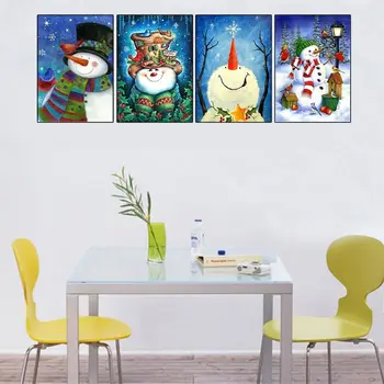 

4 Pack Christmas Snowman 5D DIY Diamond Painting Kits Full Drill Rhinestone Embroidery Cross Stitch Home Decor Craft 634E