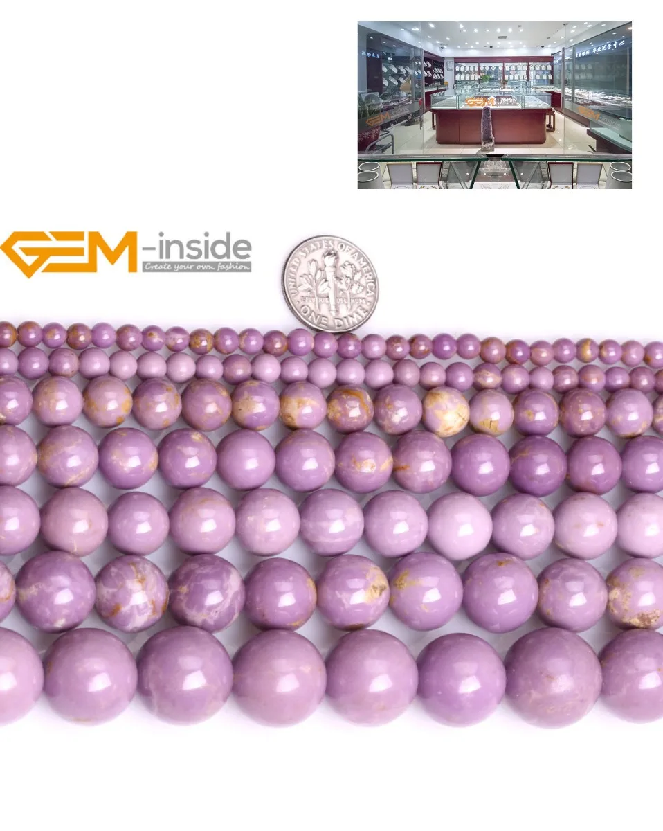 Gem-inside 4-16 мм 15 дюймов натуральный круглый фиолетовый фосфоситовый Бисер для изготовления ювелирных изделий DIY Браслеты для женщин DIY бусины