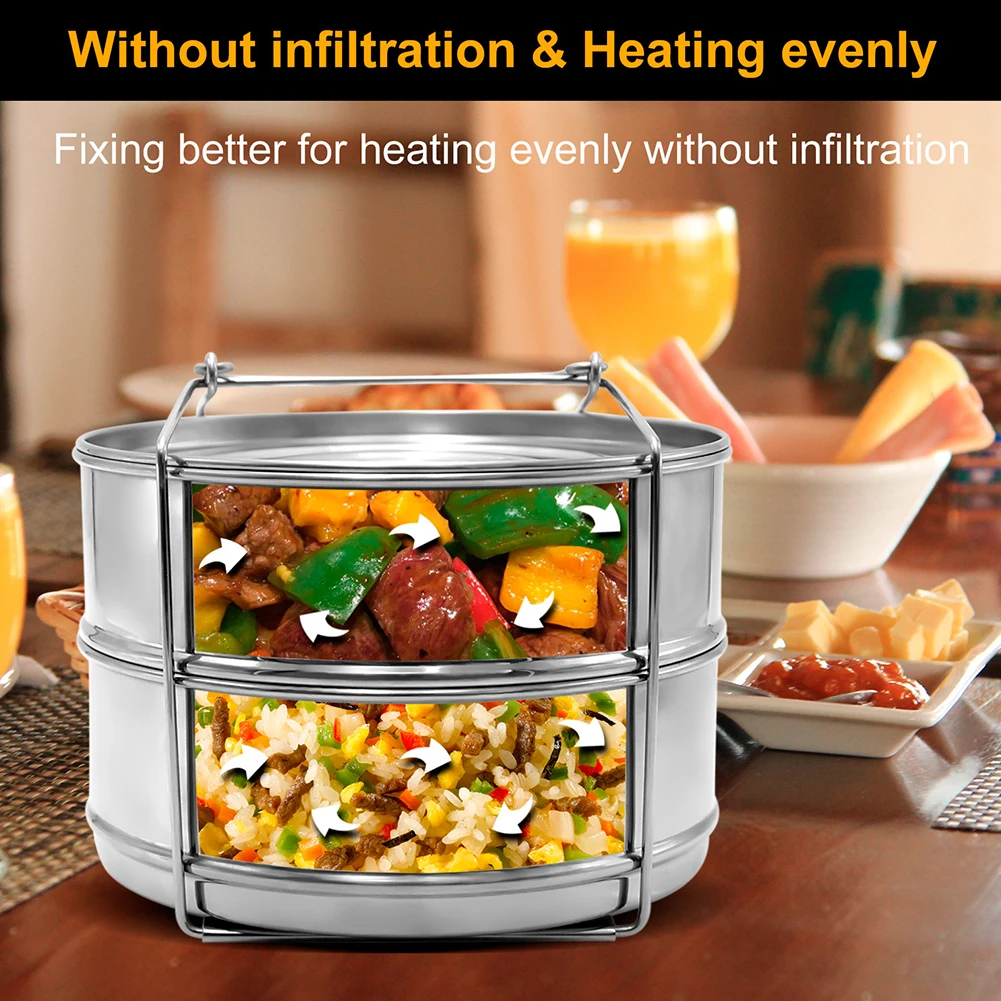 

2 Layer Kitchen Steamer Food Accessories Baking Cookware Tool Home Stainless Steel With Handle With Lids Insert Pans Thicken
