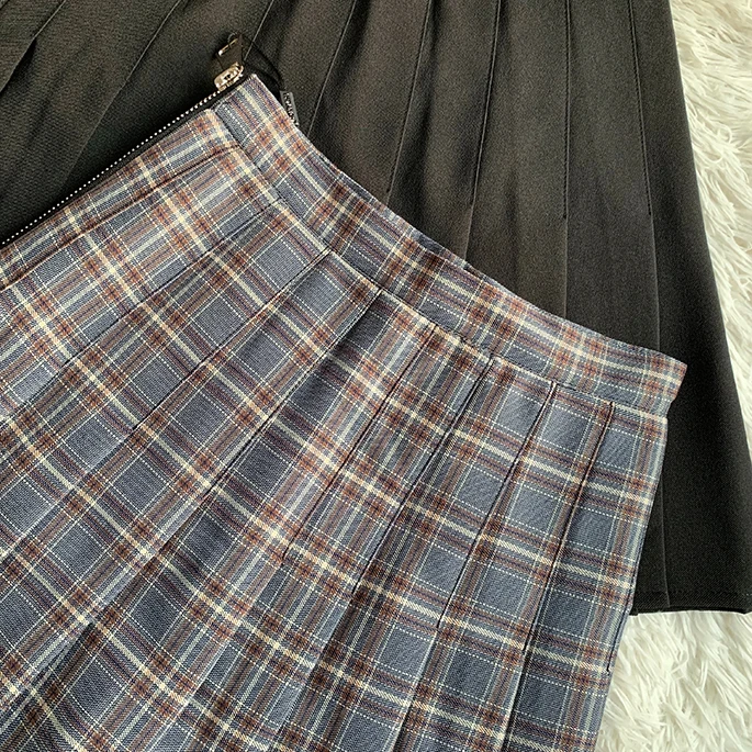 2019 Новая модная женская одежда, осенняя плиссированная юбка с высокой талией и молнией сбоку