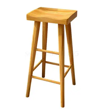 

Nordic Simple Modern Log Bar Chair Domestic Solid Wood Bar Chair Dining Table Stool High Foot Stool Bar Chair High Foot