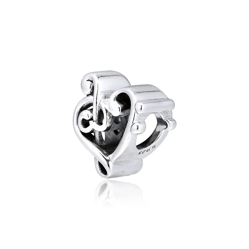 DIY Подходит для Pandora шармы браслеты сердце скрипичный ключ бусины стерлингового серебра 925-ювелирные изделия