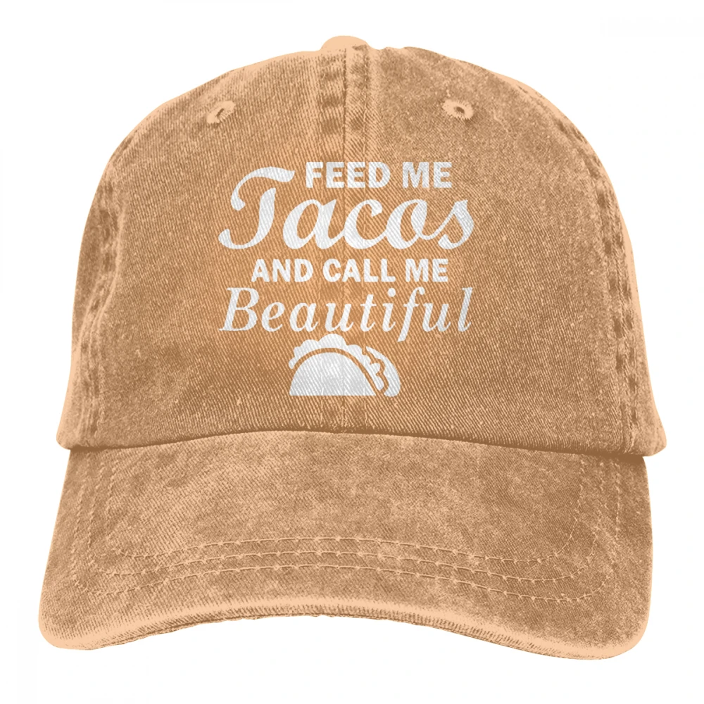 Feed Me Tacos позвоните мне красивый Casquette черный унисекс Мужские Женские джинсовые бейсболка с ремешком кепки Регулируемый Гольф папа шляпа - Цвет: Хаки