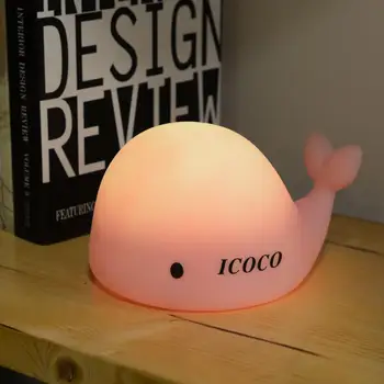 

ICOCO Cute Soft Silicone Dolphin LED Baby Children Clap Night Light Changeable Colors USB Rechargeable Sensitive Tap Control