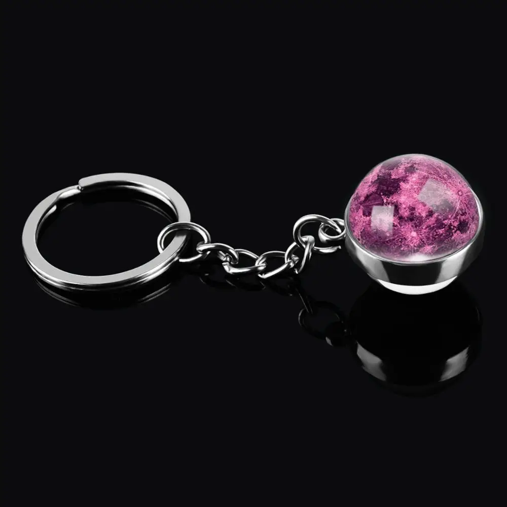 Style 9 Полная луна металлический брелок ручной работы Вселенная планета брелок двухсторонний стеклянный шар подвеска брелок рождественские подарки - Цвет: Style 9