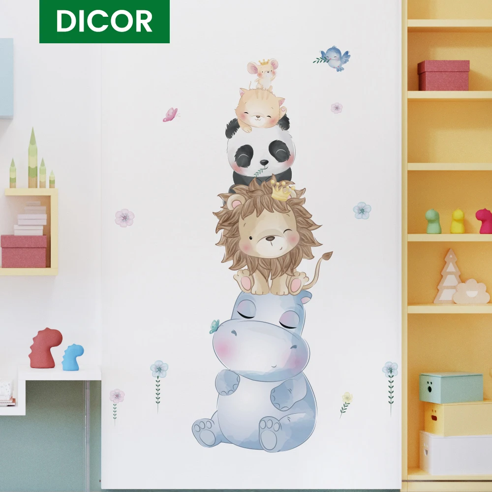 Livingroom-Accessories Wall-Decoration Stikers Panda Animals Bedroom Lion Baby Kitten
