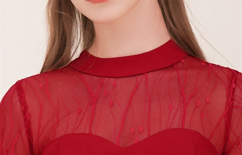 Это Yiiya выпускное платье цвета Бургунди размера плюс vestidos de gala на молнии длиной до колена с длинным рукавом Женские вечерние платья LF105