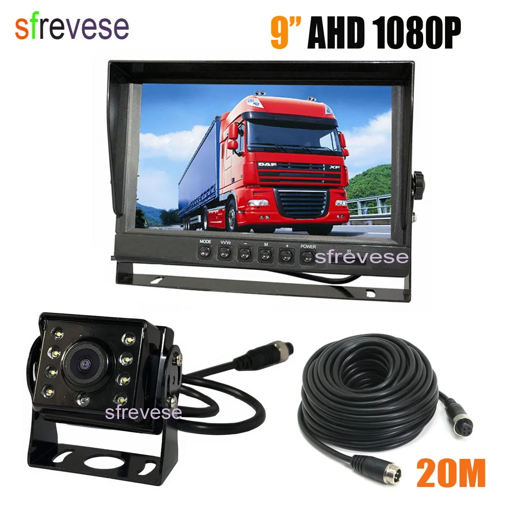 " ips HD 4Pin 2CH автомобильный монитор заднего вида+ Водонепроницаемый AHD 1080P 175 градусов камера заднего хода для автобуса грузовика комплект 20 м кабель