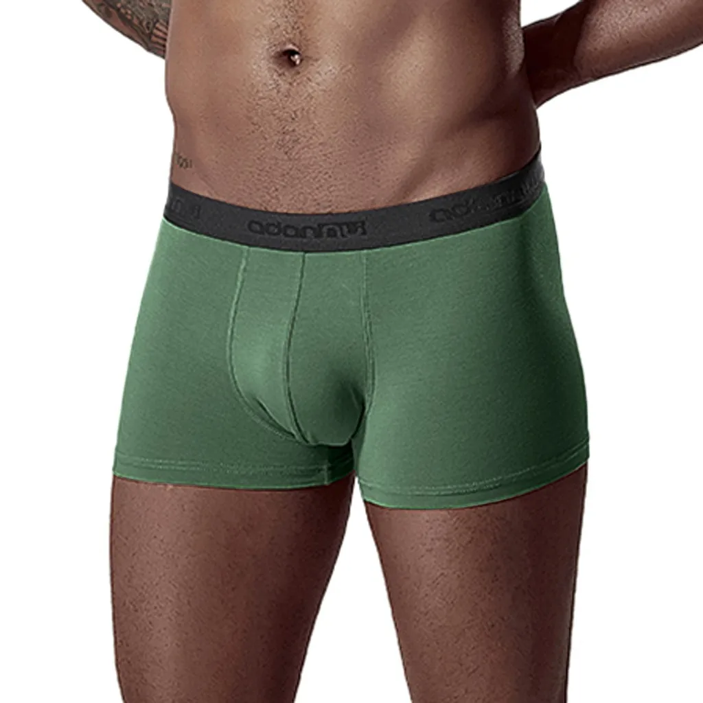 Male Underwear Elastic Wide Belt Men Underpant Solid Cotton Panties Model Boxer Sexy Plus Size Boxer#4