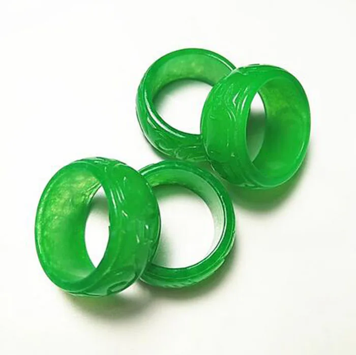 Настоящее кольцо из зеленого нефрита, мужские и женские кольца ручной ...