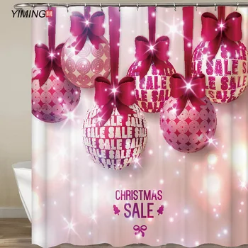 

Bathroom Decoration Lin Shower Curtain Merry Christmas Bell Printing Polyester Home Decoration Curtain Christmas Gift 200x180cm