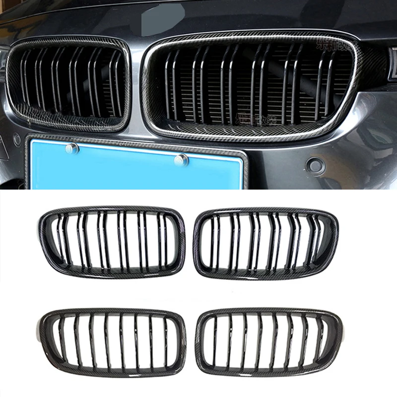 

For BMW F30 F31 F35 2012-2017 320i 325i 328i ABS Front Hood Kidney Grille Bright Black Grill Dual Line Compatible Racing Grills