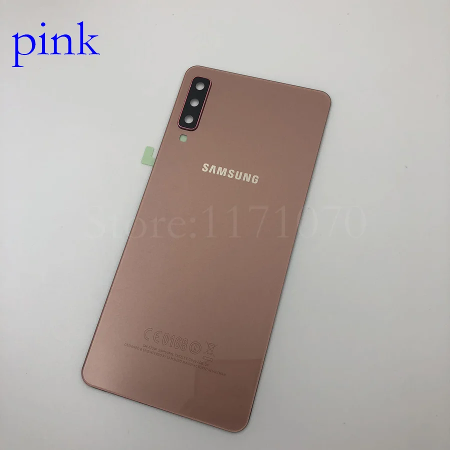 Для samsung Galaxy A7 Задняя крышка батареи A750 чехол A750F SM-A750 задняя дверь корпус стеклянная панель запасные части - Цвет: A750 pink