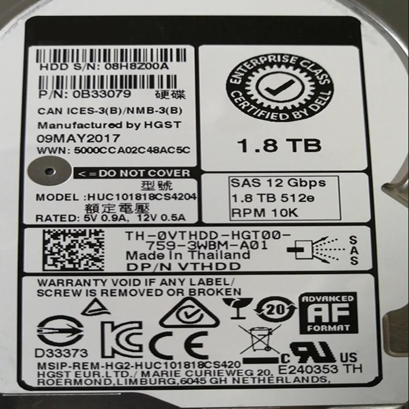 ο  HDD Dell 1.8 ׶Ʈ 2.5 SAS 128MB 10K,  Ŭ   ϵ ũ  VTHDD huc1018cs4204 