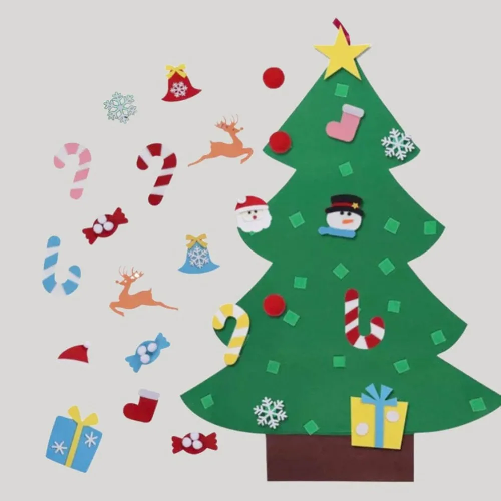 Креативные DIY фетровые Рождественские Елочные подарки на год детские игрушки искусственное дерево настенные подвесные украшения Рождественское украшение для дома