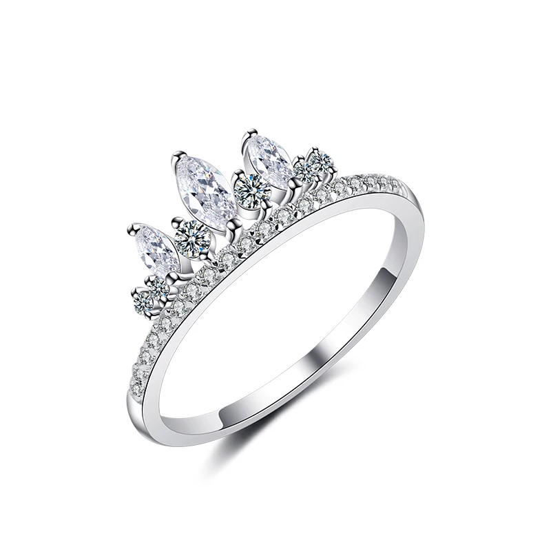 

TKJ New 925 Sterling Silver Crown Moissanite Ring for Women Bridal Engagement Jewellery Wedding Gift