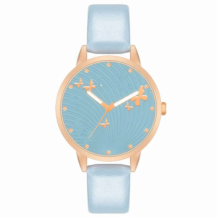 1 шт. роскошные женские модные часы с принтом бабочки, простые женские наручные часы, классический дизайн, женские кварцевые часы с кожаным ремешком