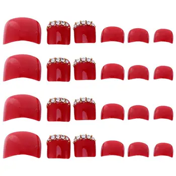 

72pcs Sparkling Foot Decal Artificial Toenails Sticker Natural Fake Nails Full Cover False Toe Nails for Ladies Girls