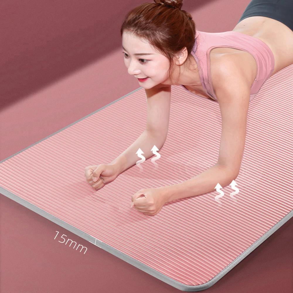 10-15mm Non-Slip Yoga Mat Exercise Home Gym Pilates Fitness Workout W/ Strap Bag 