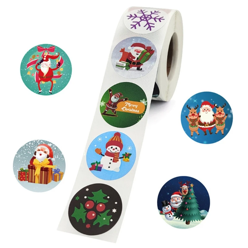 500pcs/roll Merry Christmas Stickers Labels 128 Patterns Xmas Decorative Envelope Seals Stickers for Cards Gift Box