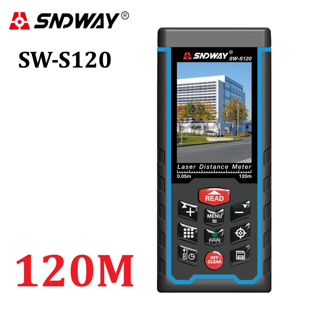 SW-S120 120M Camera Лазерный дальномер SNDWAY с цветным ЖК-дисплеем, 120 м, 100 м, 80 м, 70 м, 50 м, лазерный дальномер, цифровой измерительный прибор на ленту, угловая линейка, инструмент - Цвет: SW-S120 120M Camera