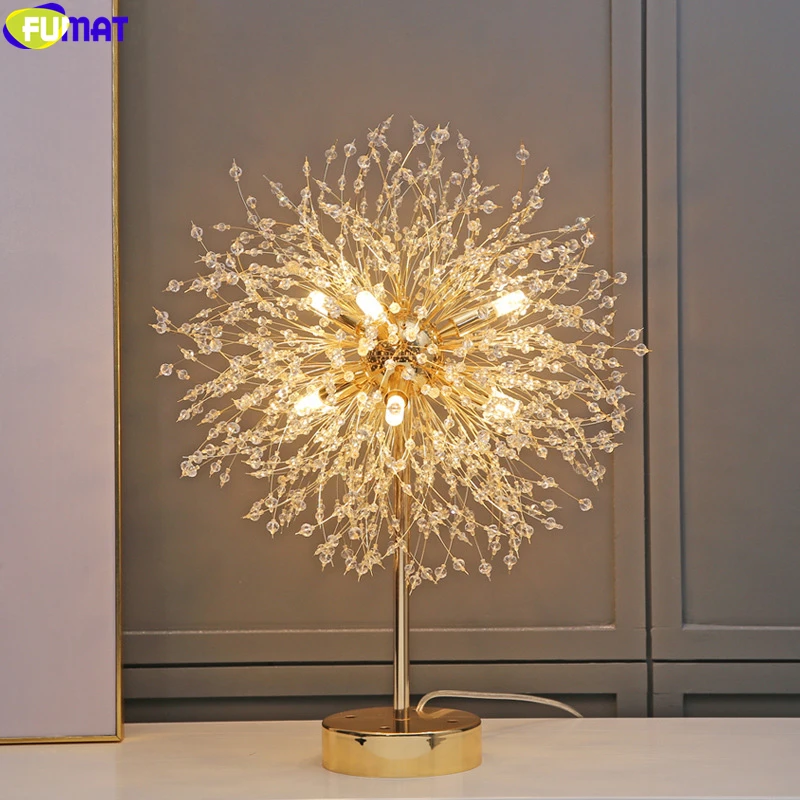 Fumat Crystal K9 Dandelion Ball Desk Lamp G9 Led Table Light Fixture Pompon Modern Art Style