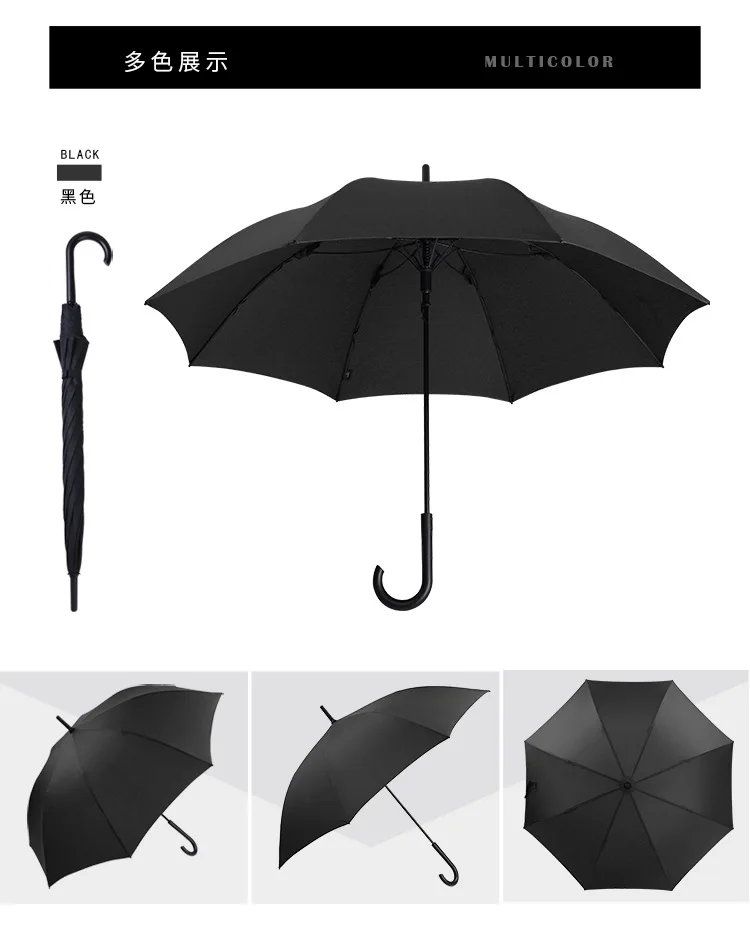 Retro Business Long Handle Umbrella Semi-automatic Straight Pole Umbrella New Style Men And Women Double Universal Eight Bone Al