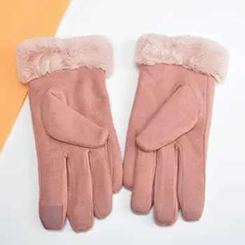 

Womens Cute Cat Embroidery Winter Full Finger Touchscreen Gloves Thick Plush Linging Hand Warmer Outdoor Ski Windproof Mittens