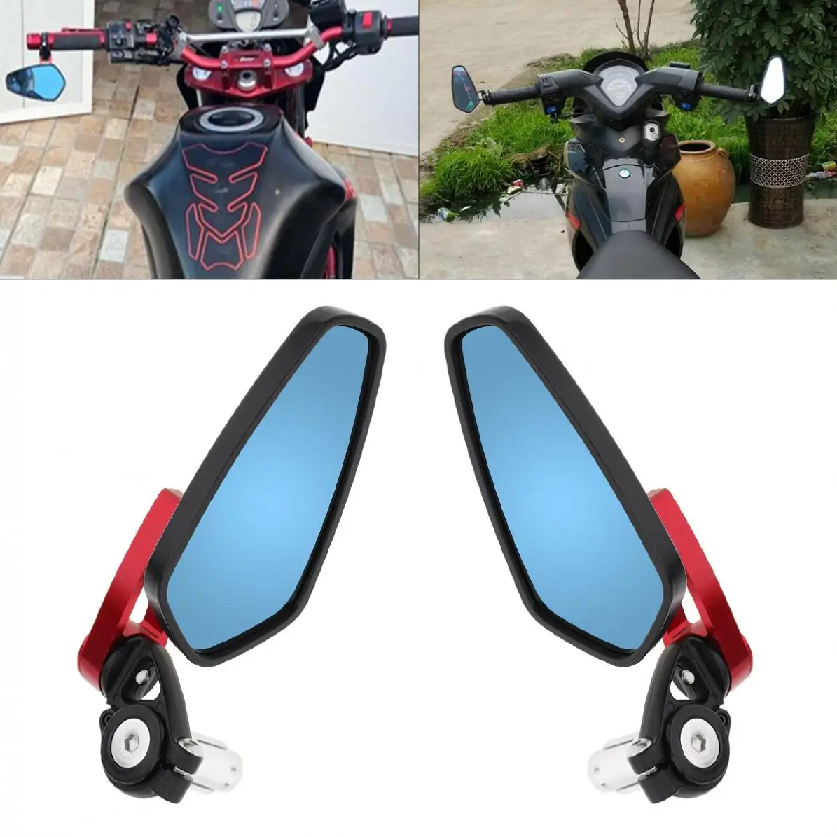 

Durable Motorcycle CNC Handle Reflector Motorcycle Bar End Mirrors Rear fit for Street Car / Scooter
