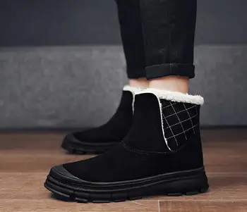 

Snow boots men's thick warm and velvet snow boots winter high lambs Martin boots men's cotton shoes