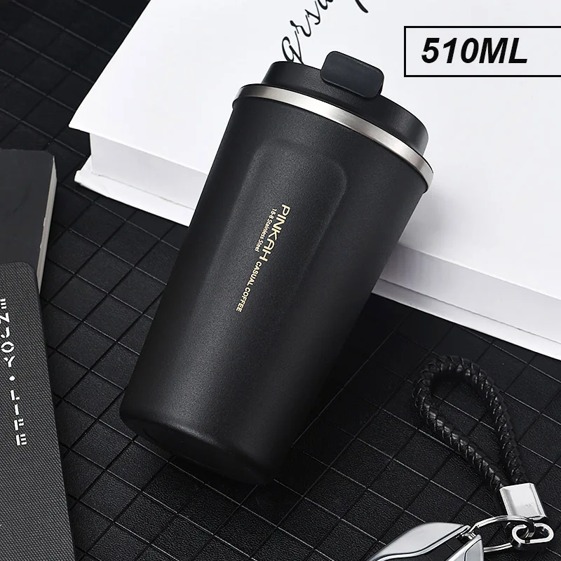 510ml-1 UNTIOR 380/510 мл 304 нержавеющая сталь Термокружка для путешествий кофейная кружка с крышкой бутылка для воды в автомобиль термосы Термокружка для подарка - Цвет: 510ml-1