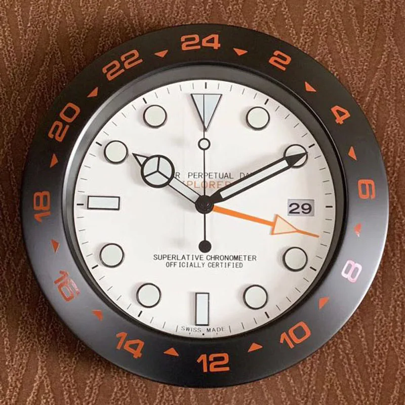 Metal Wristwatch Wall Clock Art Luxury Style Metal Watch Shape Wall Clock with Silent Mechanism and Date