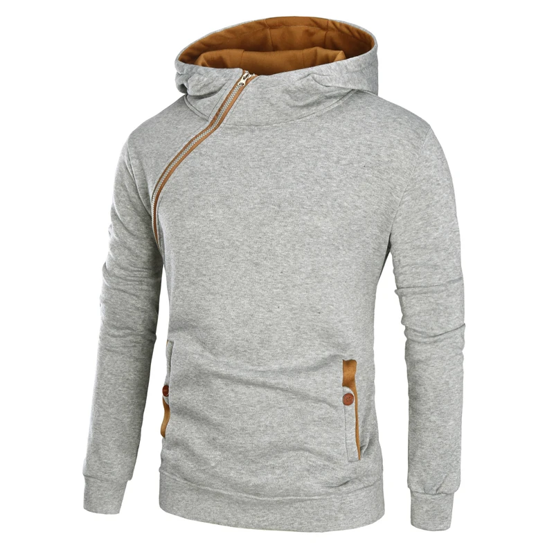 Мужская толстовка с капюшоном на молнии длинным рукавом|oblique zipper hoodie|mens hooded