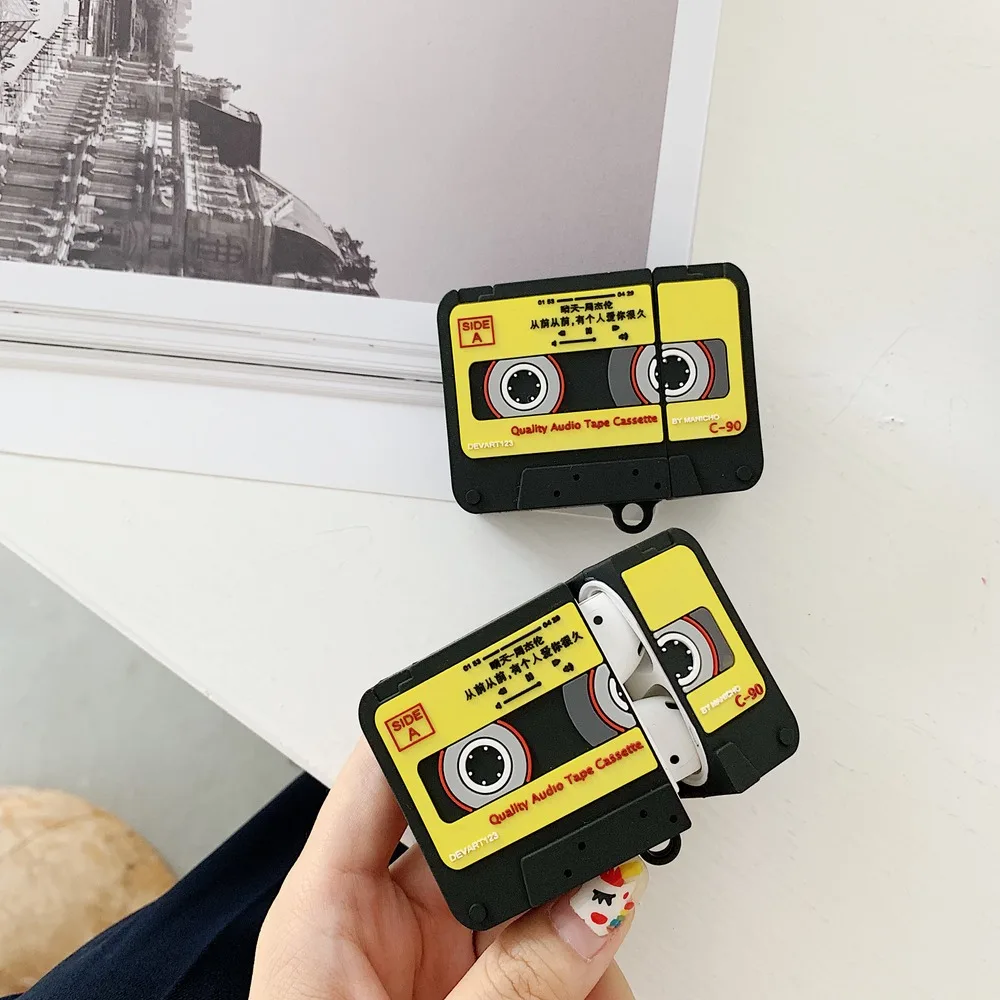 

3D Retro Audio Tape Design Headphone Protective Accessories Case For Apple Airpods 1/2 Silicone Protection Earphone Cover