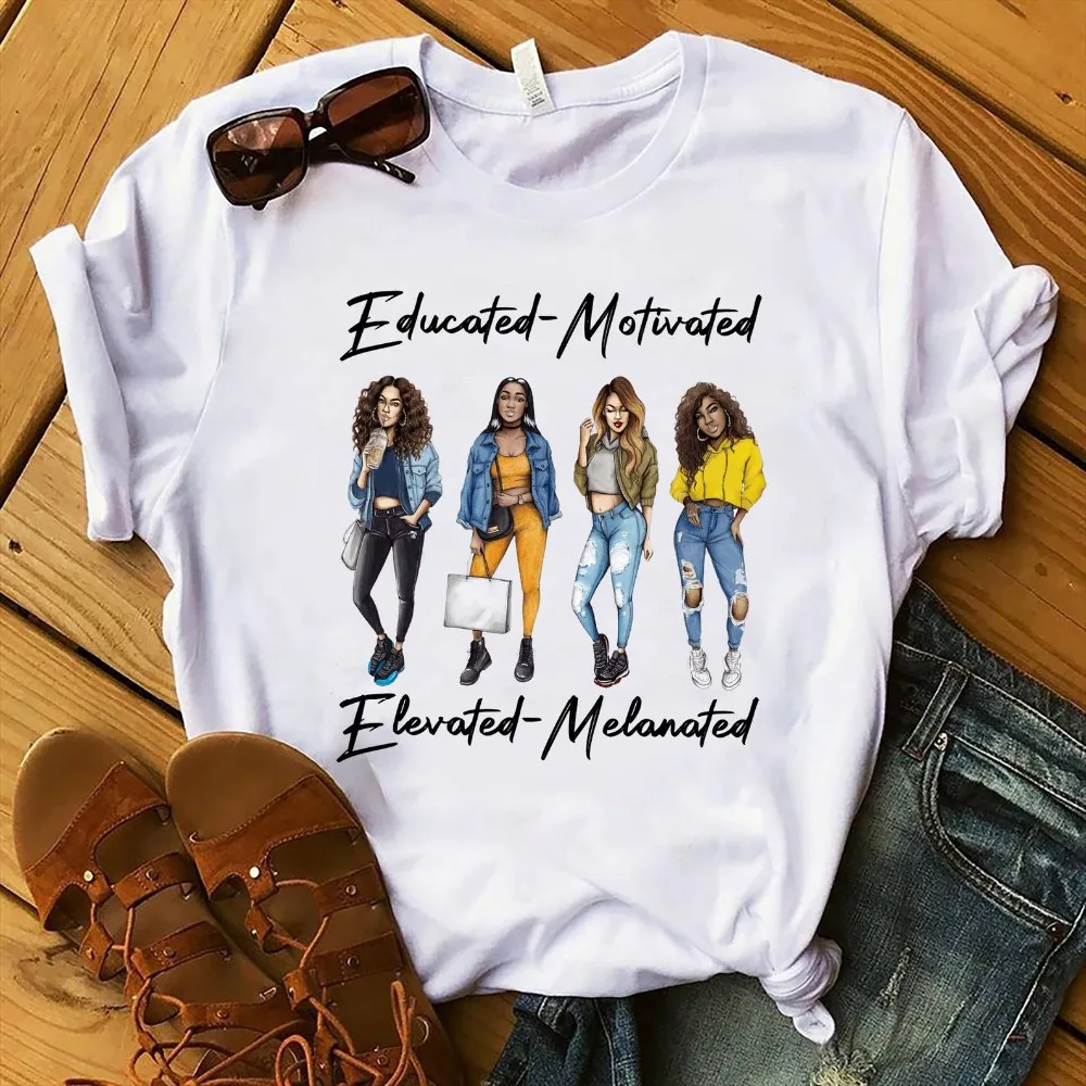 Kampf Brustkrebs Schwarz Königin Mädchen Druck Magische T-Shirt Frauen Mode Dope Gebildete Melanin Shirt Sommer Top Weibliche Kleidung – Detail 16