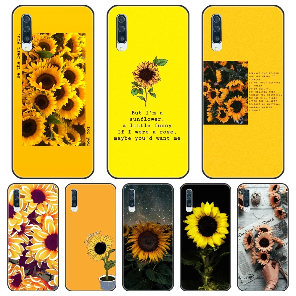 Силиконовый чехол с желтым подсолнухом для Samsung Galaxy A40 A30 A20 A10 задняя крышка A80 A70 A60