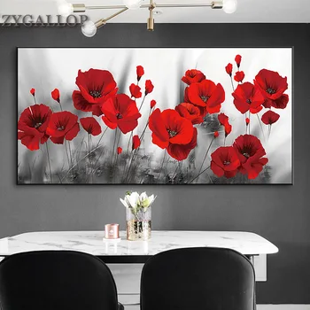 

Red Poppies Flower Canvas Painting Posters and Prints Flowers Wall Art Picture for Living Room Modern Home Decor Wall Paintings