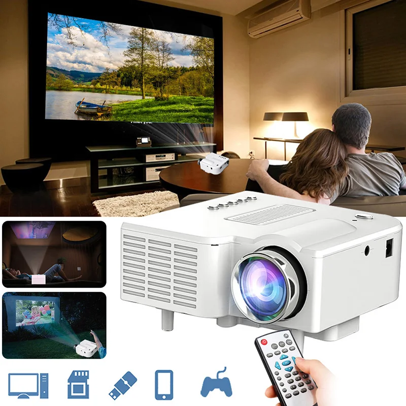 

Mini Portable Projector Support 1080P Video Projector With LED Lamp For Mobile Phone Home Cinema Theater TV Smart 3D Movie